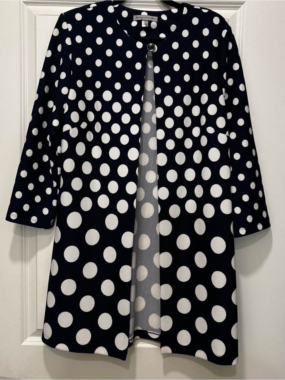 Danny & Nicole Navy and White Polka Dot Lightweight Jacket Size 12